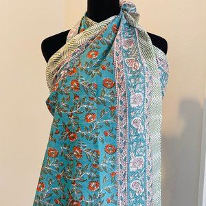 BRAND NEW Women Beach Pareo Block Print Sarong Cotton Sarong Large Sarong Gift